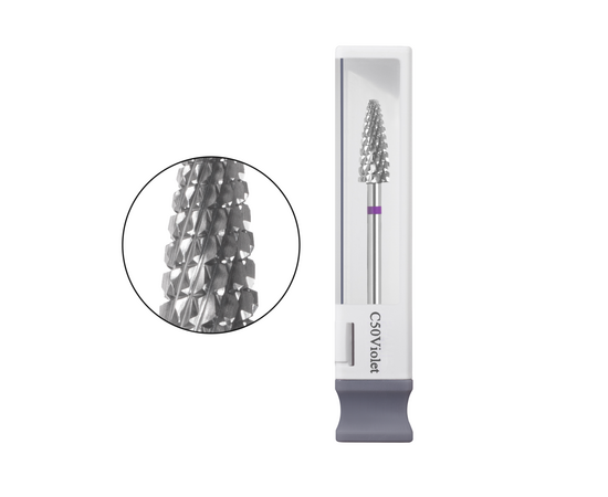 GA&MA. Carbide nail drill bit, C50Violet. Фреза твердосплавна "Кукурудза завужена", фіолетова, Ø 5 мм #1
