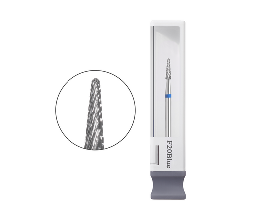 GA&MA. Carbide nail drill bit, F20Blue. Фреза твердосплавна "Конус малий", синя, Ø 2 мм #1
