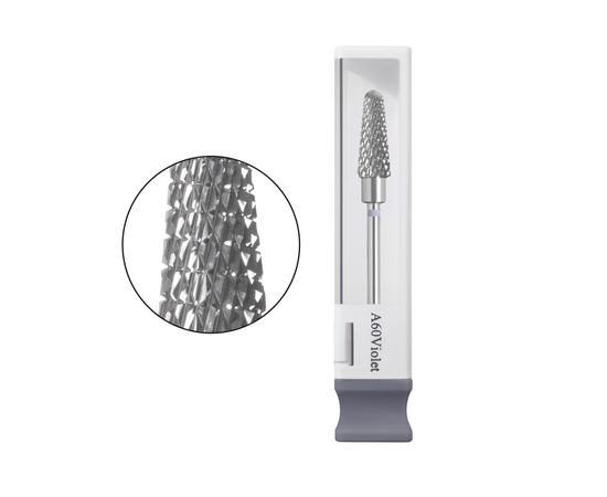GA&MA. Carbide nail drill bit, A60Viotel. Фреза твердосплавна "Конус усічений", фіолетова, Ø 6 мм #1