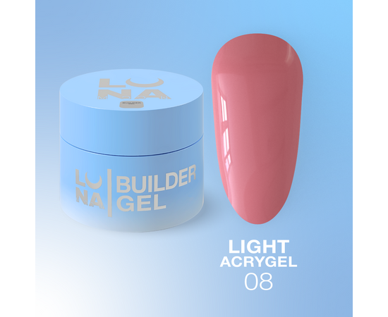 LUNAmoon. Light Acrygel #8 Rosewood, 50 ml, рідкий гель, темний рожевий #1