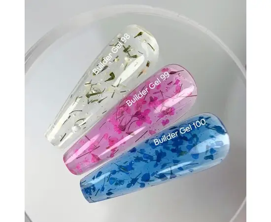 NOTD. Builder Gel, #100, 15 ml. Гель для нарощування з сухоцвітами, блактний #3