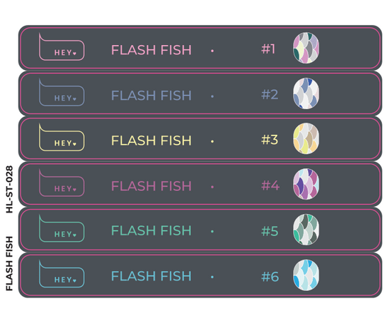 HEYLOVE. Набір наклейок для демонстраційних тіпс. Flash Fish #1