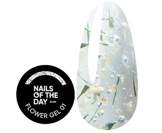 NOTD Flower Gel №01, 15 ml, будівельний гель з сухоцвітами #1