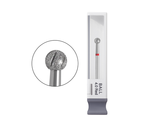 GA&MA. Carbide nail drill bit, Ball, 4 mm, Red. Фреза алмазна "Куля", червона, Ø 4 мм #1