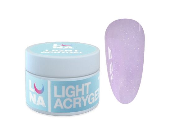 LUNAmoon. Light Acrygel #28 Light lilac with shimmer, 30 ml, рідкий гель, світло-бузковий з шимером #1