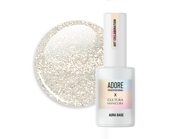 ADORE. Aura Base, №01, 8 ml. Кольорова база з шимером, золотаво-жовта #1