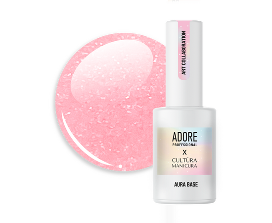 ADORE. Aura Base, №02, 8 ml. Кольорова база з шимером, персиково-рожева #1