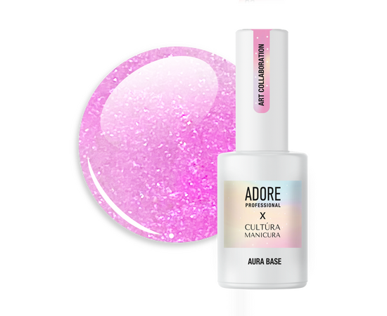 ADORE. Aura Base, №03, 8 ml. Кольорова база з шимером, насичено малинова #1