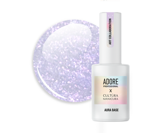 ADORE. Aura Base, №04, 8 ml. Кольорова база з шимером, ніжно-бузкова #1