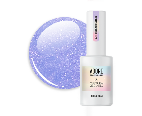 ADORE. Aura Base, №05, 8 ml. Кольорова база з шимером, фіолетова #1