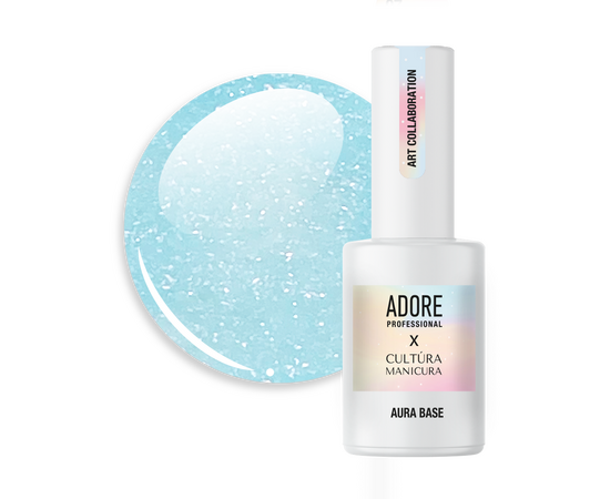 ADORE. Aura Base, №07, 8 ml. Кольорова база з шимером, ніжно-блакитна #1