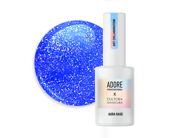 ADORE. Aura Base, №09, 8 ml. Кольорова база з шимером, синій індиго #1