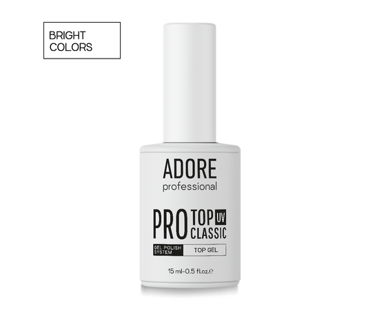 ADORE. PRO Classic Top coat, with UV-filters, 15 ml. Класичний топ без липкого шару, з УФ-фільтрами #1