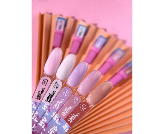 LUNAmoon. Light Acrygel #28 Light lilac with shimmer, 30 ml, рідкий гель, світло-бузковий з шимером #3