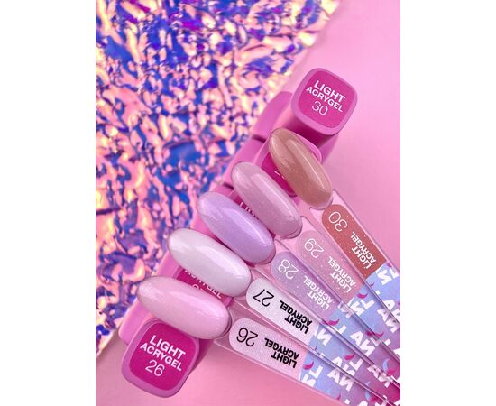 LUNAmoon. Light Acrygel #28 Light lilac with shimmer, 30 ml, рідкий гель, світло-бузковий з шимером #4