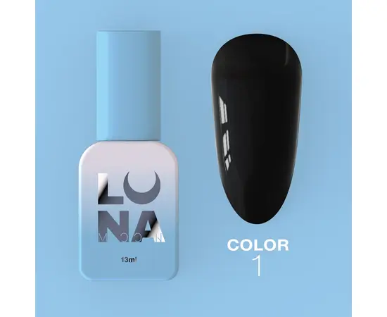 LUNAmoon. Gel Polish #01, Black, 8 ml, гель-лак, чорний #1