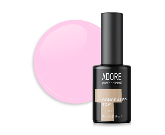 ADORE. Concealer Top coat, №02, Rose, 8 ml. Камуфлюючий топ, молочно-рожевий #1
