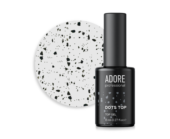 ADORE. Dot's Top coat, №02, Matte, 8 ml. Матовий топ з чорними крихтами #1