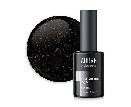 ADORE. Flashlight Top coat, №02, Gold, 8 ml. Світловідбиваючий топ #1