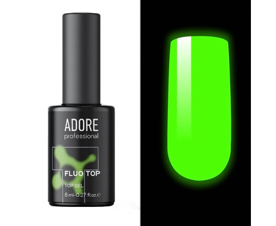 ADORE. Fluo Top coat, 8 ml. Глянцевий флуоресцентний топ без липкого шару #1