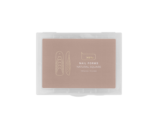 HEYLOVE. Top nail forms, Natural Square, 120 штук, верхні форми для нарощування, квадрат #1