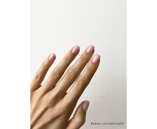 ADORE. Concealer Top coat, №02, Rose, 8 ml. Камуфлюючий топ, молочно-рожевий #3