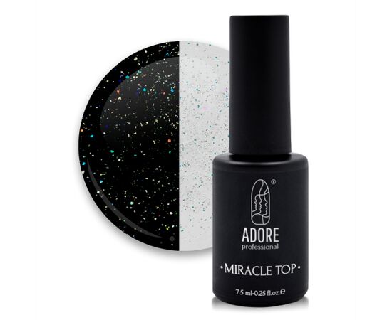 ADORE. Miracle Top coat, №01, Golographic glitter, 8 ml. Топ з голографiчним сяйвом #1