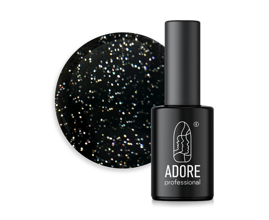 ADORE. Gel Polish, #234, Space, 8 ml. Гель-лак, чорний с глітером #1