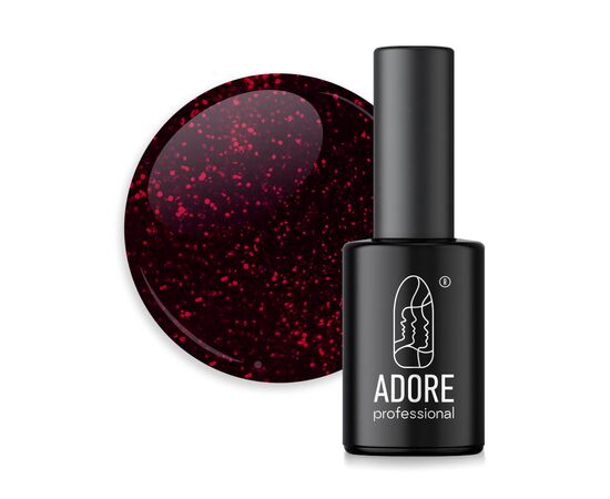 ADORE. Gel Polish, #387, Firework, 8 ml. Гель-лак, бордово-червоний з глітером #1