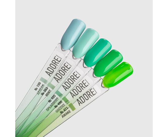ADORE. Gel Polish, #486, Greens, 8 ml. Гель-лак, насичений світло-зелений #3