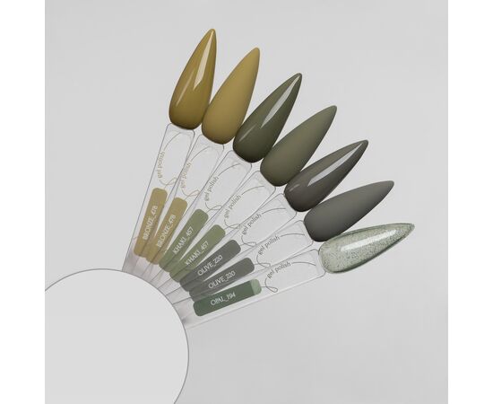 ADORE. Gel Polish, #220, Olive, 8 ml. Гель-лак, оливковий сірий #2