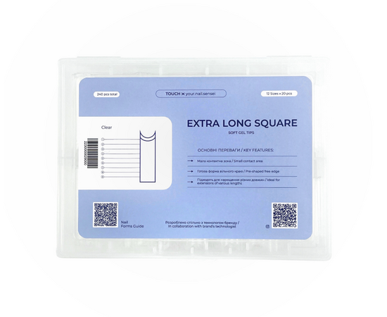 TOUCH. Soft Gel Tips, Extra long sqaure, 240 pcs, Гелеві тіпси, 240 шт #1