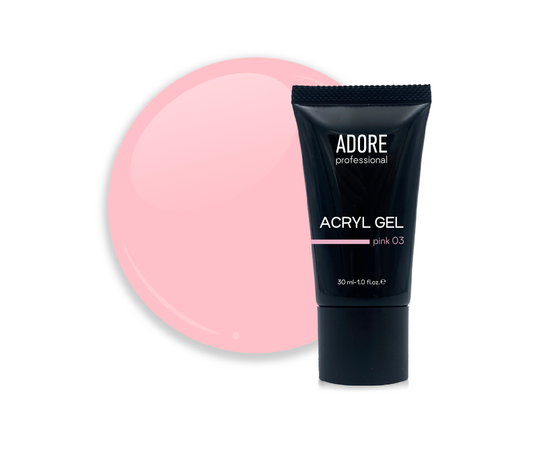 ADORE. Аcryl Gel, #3, pink, 30 ml, clear. Акрил-гель, рожевий #1