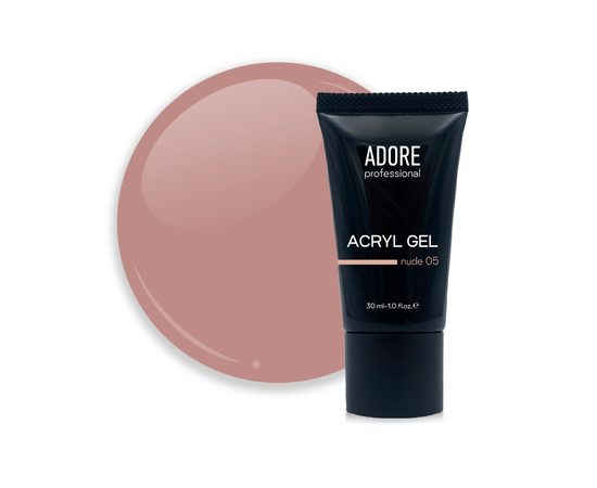 ADORE. Аcryl Gel, #5, nude, 30 ml, clear. Акрил-гель, натурально-бежевий #1
