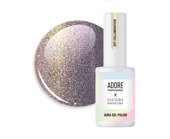 ADORE. Cat's Eye Gel Polish, #A-03, Fleur, 8 ml. Гель-лак скляне "котяче око"-хамелеон, золотаво-бузковий #1
