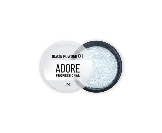 ADORE. Glaze Powder #01, 0.5 g. Дзеркальна втирка-глазур, біло-срібляста #1
