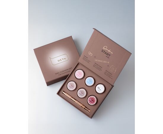 HEYLOVE. Nail Cushion set «Brown», 6 pcs, набір гелевих фарб для омбре, стемпінгу та малювання #6