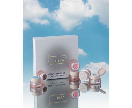HEYLOVE. Nail Cushion set «White», 6 pcs, набір гелевих фарб для омбре, стемпінгу та малювання #4