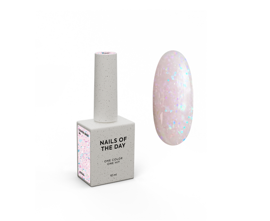 NOTD. Cover Base Potal, NEW Formula #34, 10 ml, ніжно-рожева база з голографічною поталлю #1