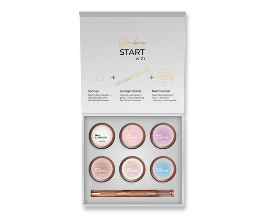 HEYLOVE. Nail Cushion set «White», 6 pcs, набір гелевих фарб для омбре, стемпінгу та малювання #1