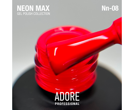 ADORE. Neon Max Gel Polish, #Nn-08, Rush, 8 ml. Гель-лак, яскраво-червоний #2
