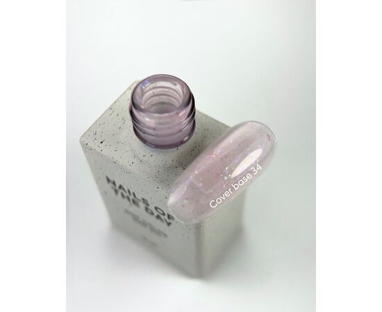 NOTD. Cover Base Potal, NEW Formula #34, 10 ml, ніжно-рожева база з голографічною поталлю #2