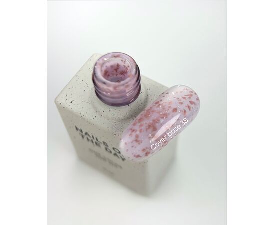 NOTD. Cover Base Potal, NEW Formula #38, 10 ml, рожево-молочна база з рожевою та срібною поталлю #2