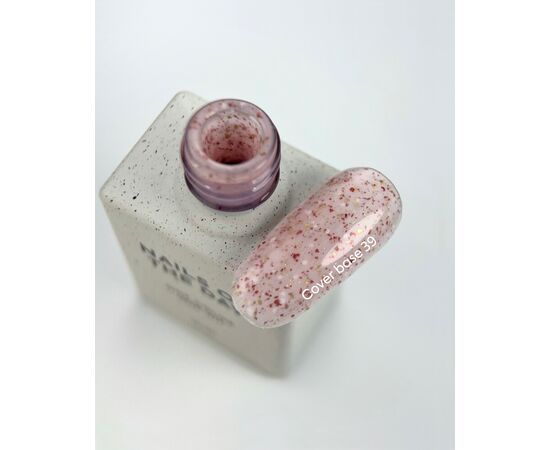 NOTD. Cover Base Potal, NEW Formula #39, 10 ml, рожева база з рожевою та золотою поталлю #2
