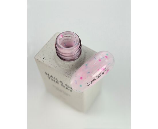 NOTD. Cover Base Confetti , NEW Formula #42, 10 ml, рожева база з конфетті #2