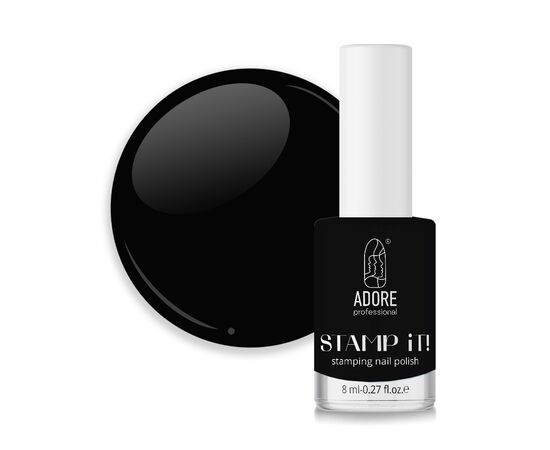 ADORE. Stamping nail polish, №2, Charcoal, 8 ml. Лак для стемпінгу, чорний #1