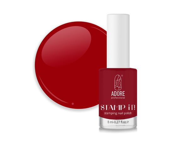 ADORE. Stamping nail polish, №5, Poppy, 8 ml. Лак для стемпінгу, червоний #1