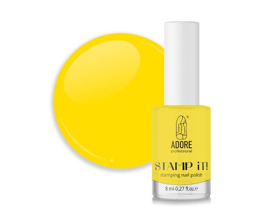 ADORE. Stamping nail polish, №6, Lemon, 8 ml. Лак для стемпінгу, жовтий #1