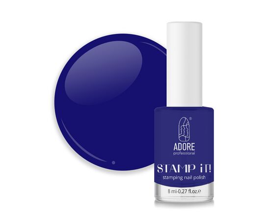 ADORE. Stamping nail polish, №8, Indigo, 8 ml. Лак для стемпінгу, синій #1