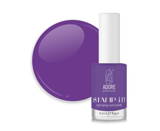 ADORE. Stamping nail polish, №9, Viola, 8 ml. Лак для стемпінгу, фіолетовий #1